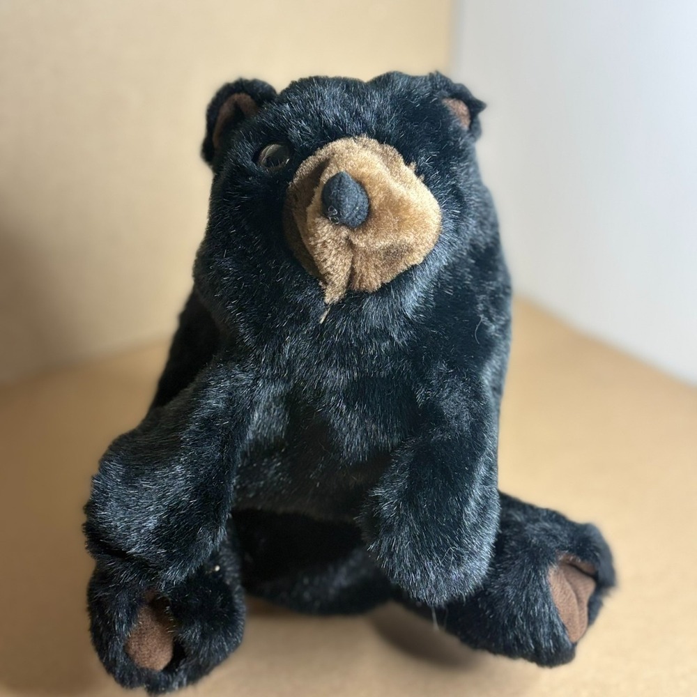 Black Bear Hand Puppet Plush Stuffed Animal Soft Wildlife Toy 10 Inch